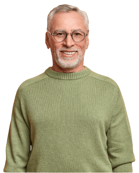 half length shot of cheerful senior man smiles hap